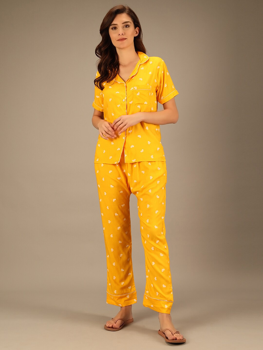 

TANDUL Women Printed Night suit, Yellow