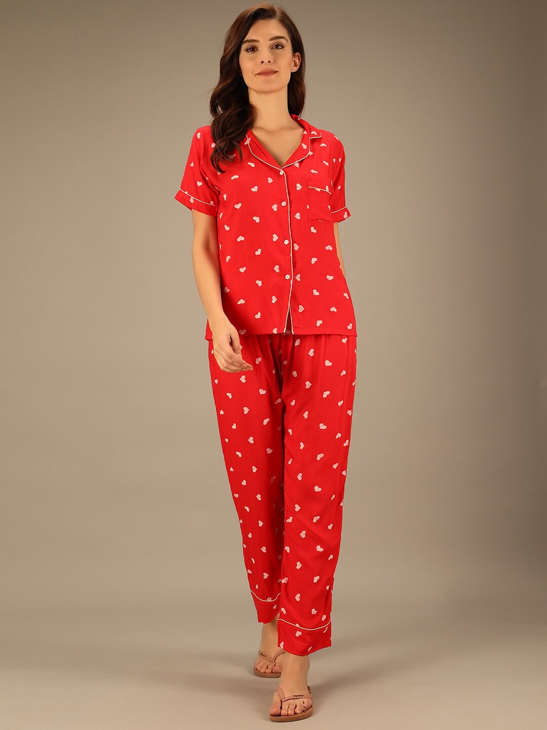 

TANDUL Women Printed Night suit, Red