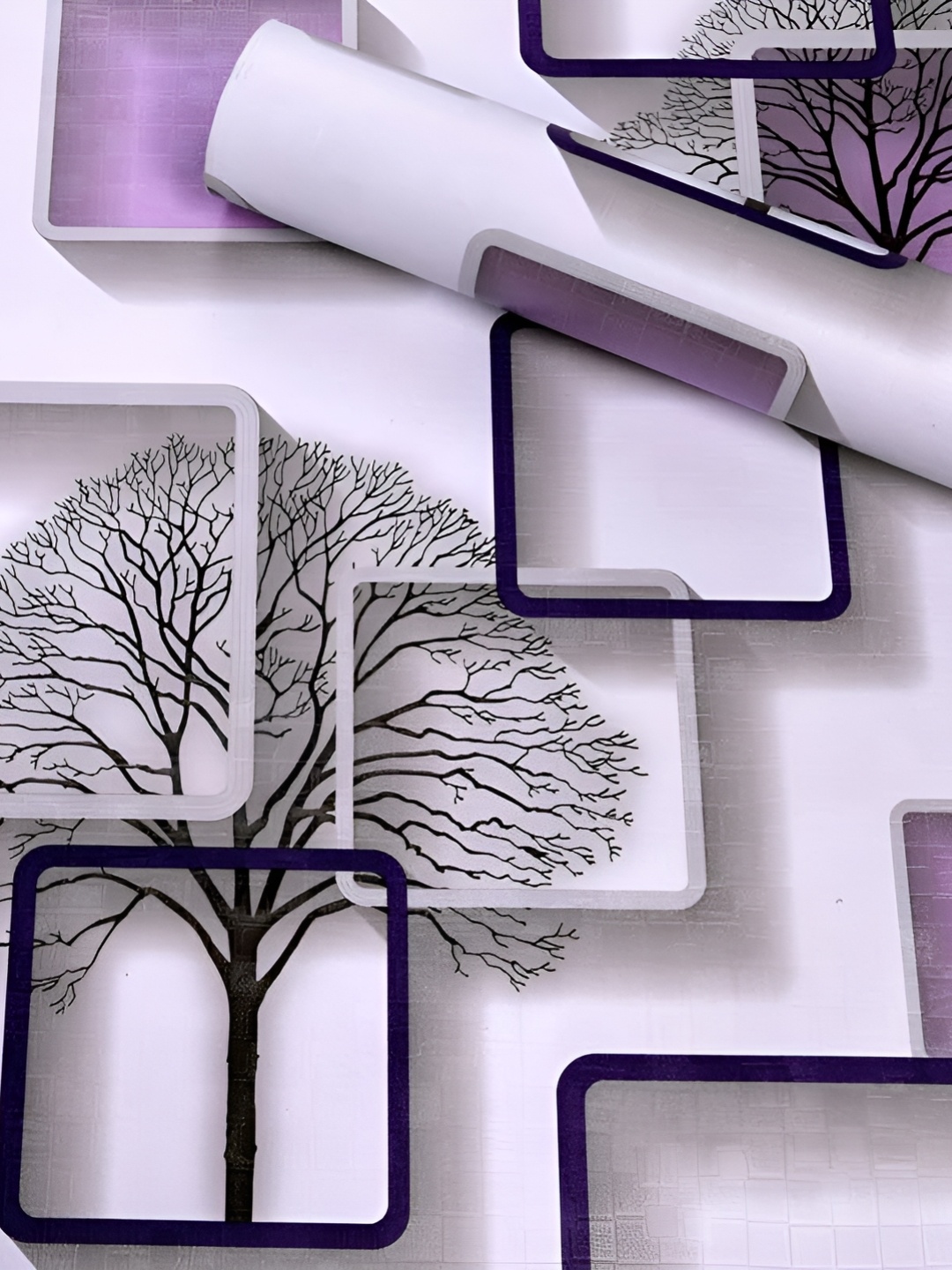 

ANNA CREATIONS White & Purple Printed Waterproof Wall Sticker