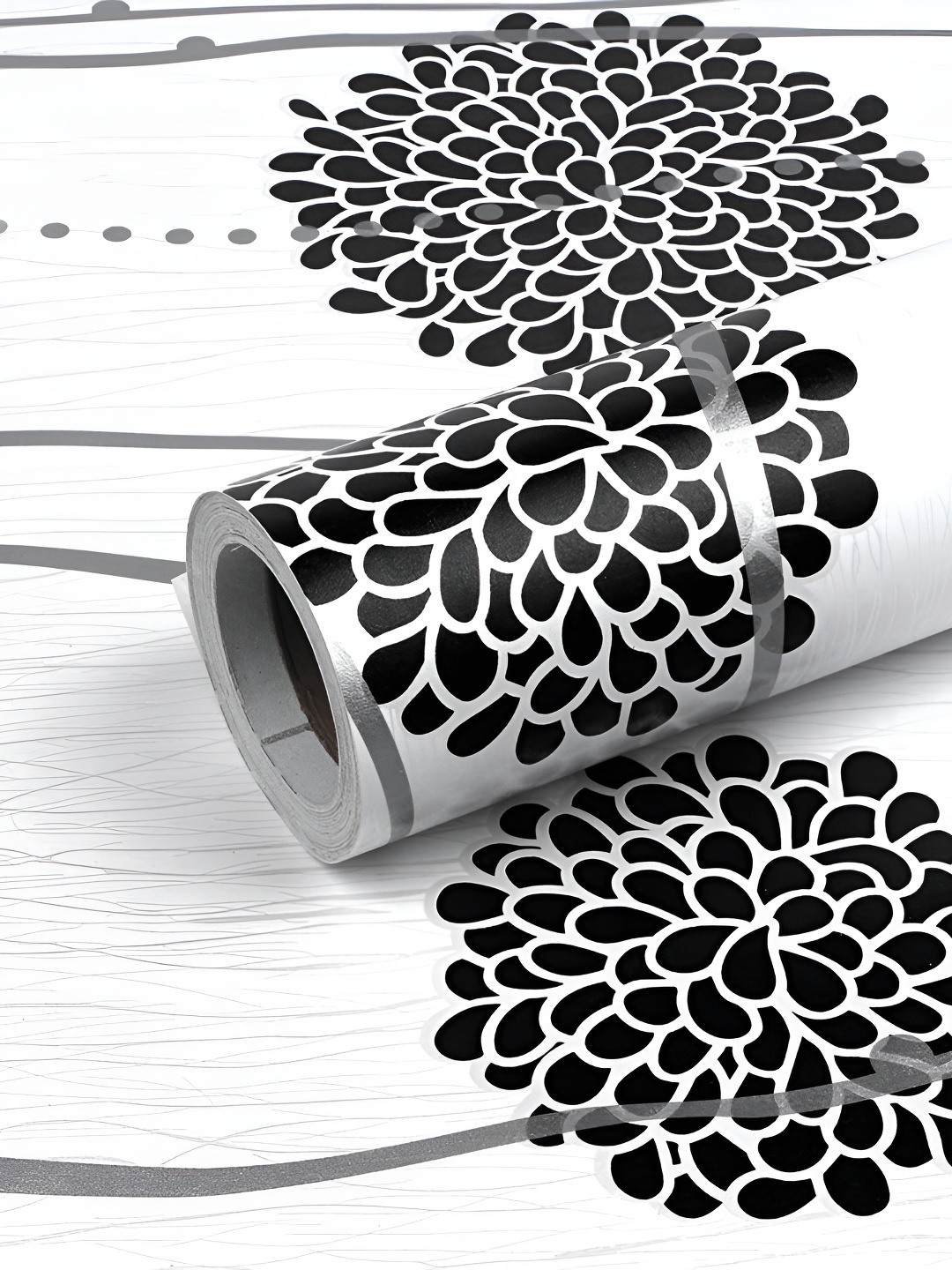 

ANNA CREATIONS White & Black Printed Waterproof Wall Sticker