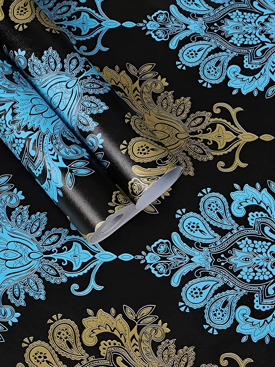 

ANNA CREATIONS Black & Blue Printed Waterproof Wall Sticker