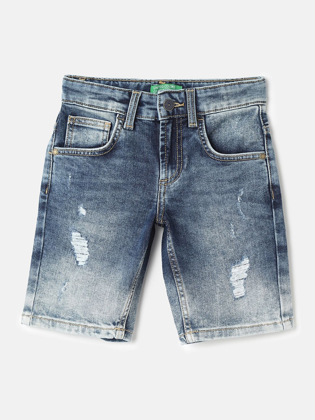 

United Colors of Benetton Boys Washed Denim Shorts, Blue