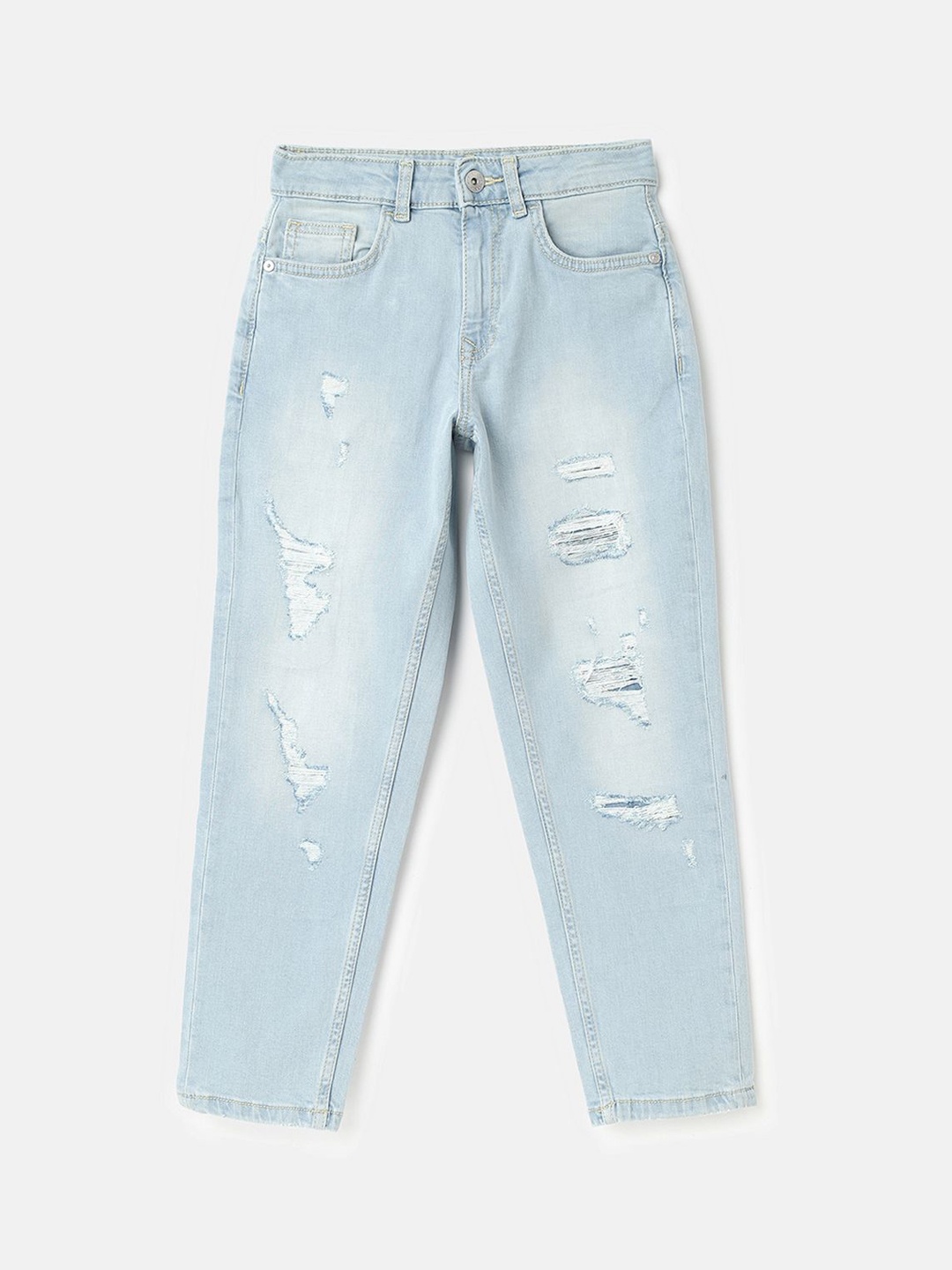 

United Colors of Benetton Girls Highly Distressed Heavy Fade Jeans, Blue