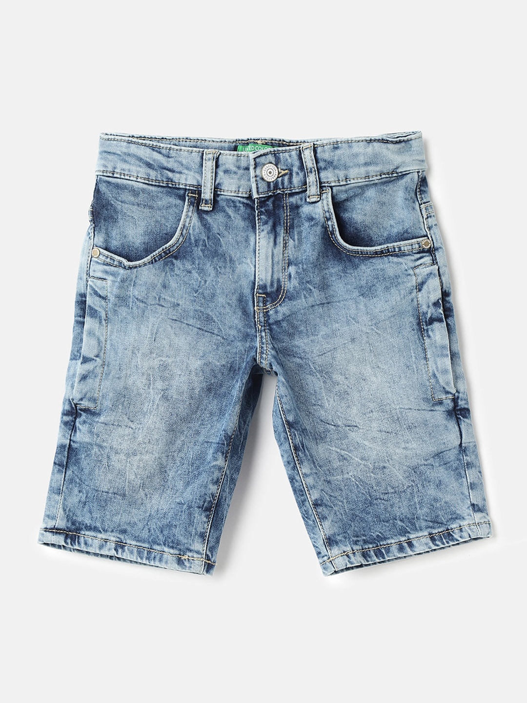 

United Colors of Benetton Boys Washed Denim Shorts, Blue