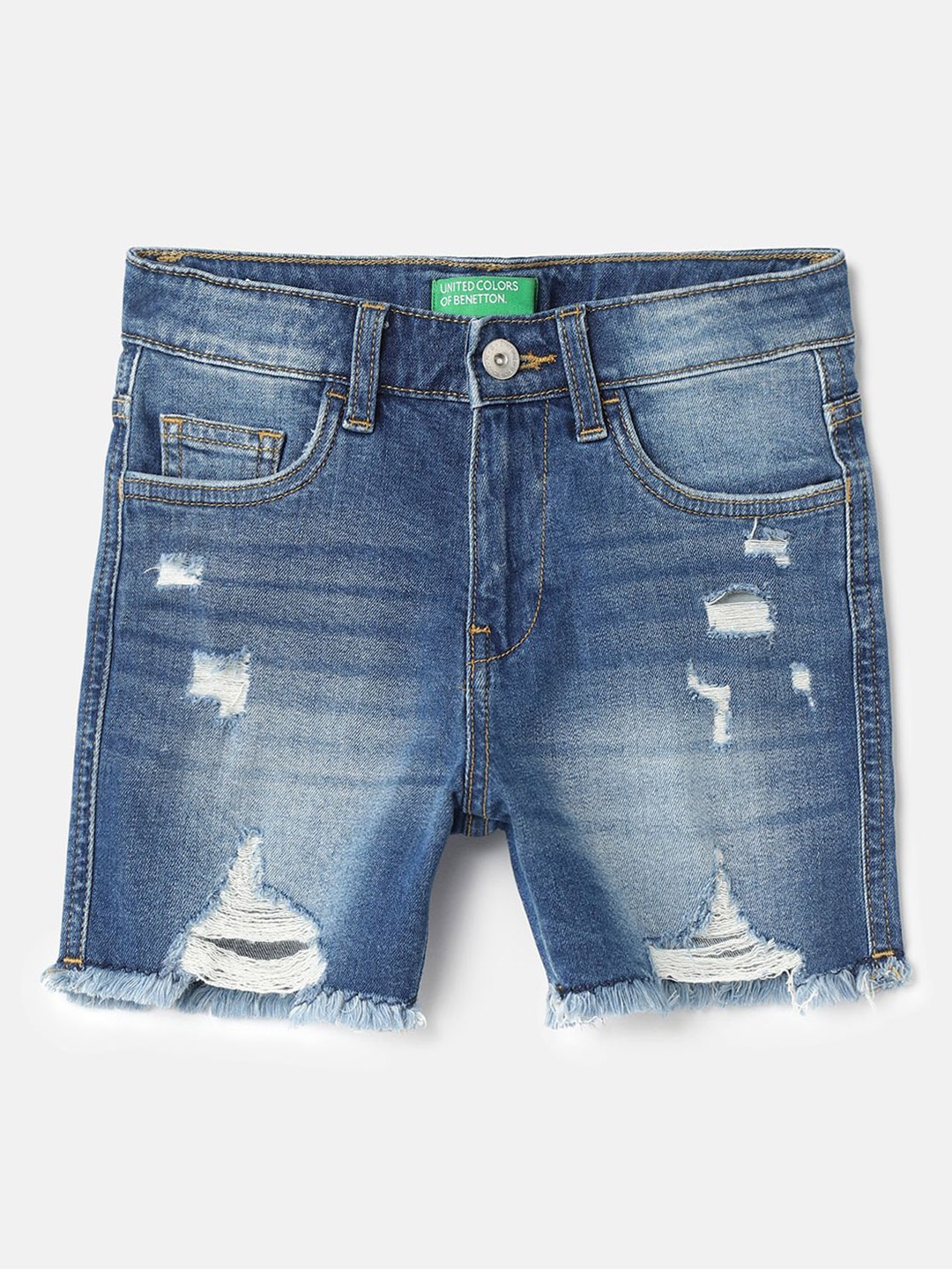 

United Colors of Benetton Girls Washed Denim Shorts, Blue