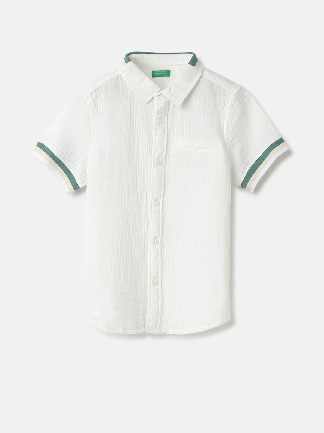 

United Colors of Benetton Boys Opaque Striped Casual Shirt, Cream