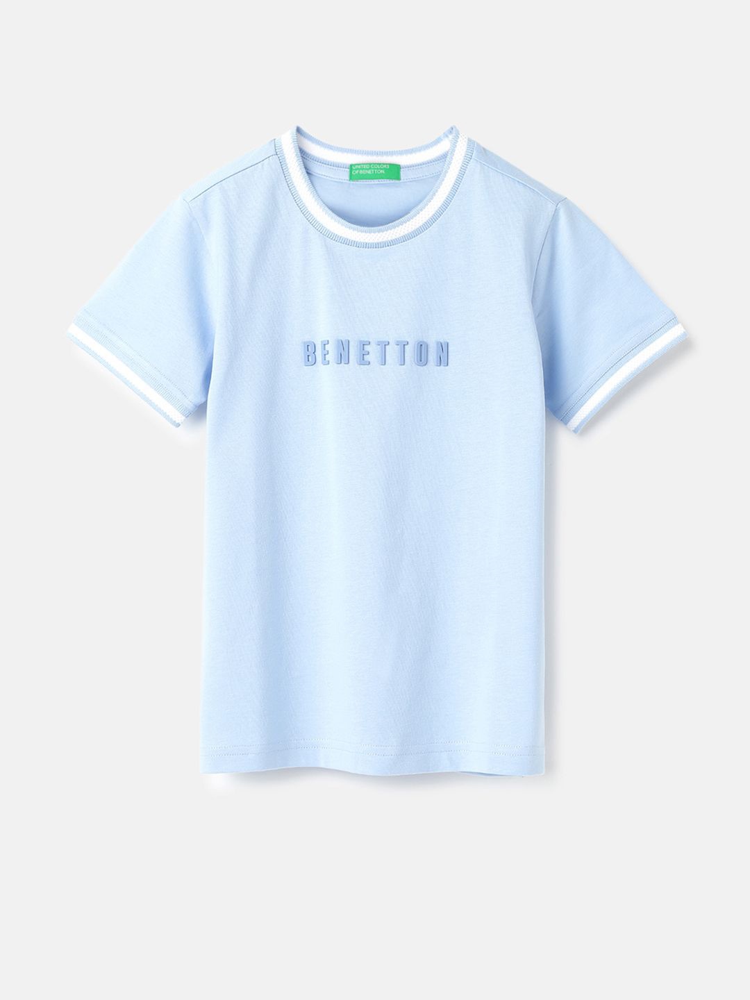 

United Colors of Benetton Boys Typography Pure Cotton T-shirt, Blue