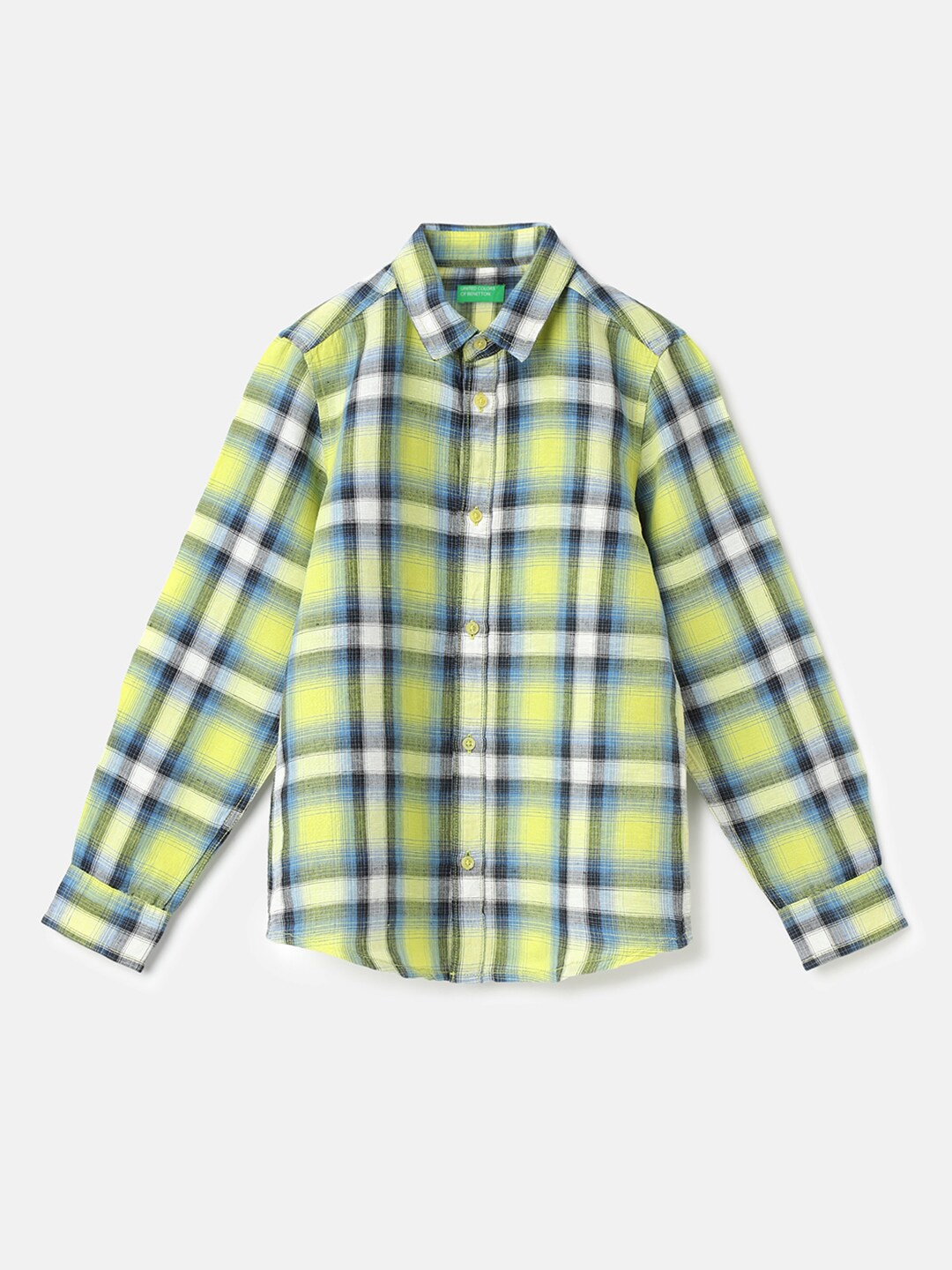 

United Colors of Benetton Boys Tartan Checks Opaque Checked Casual Shirt, Green