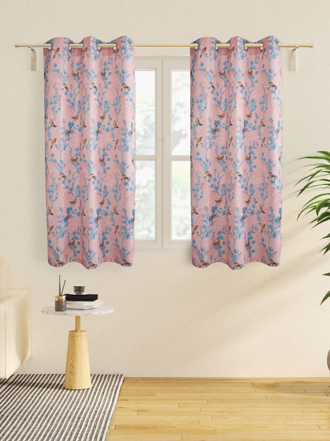 

Home Centre Pink & Blue Set of 2 Floral Window Curtain