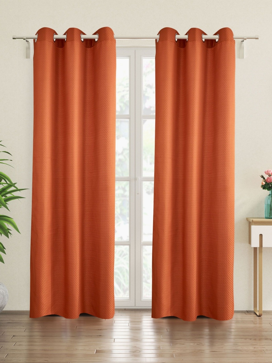 

Home Centre Brown Set of 2 Geometric Room Darkening Door Curtain