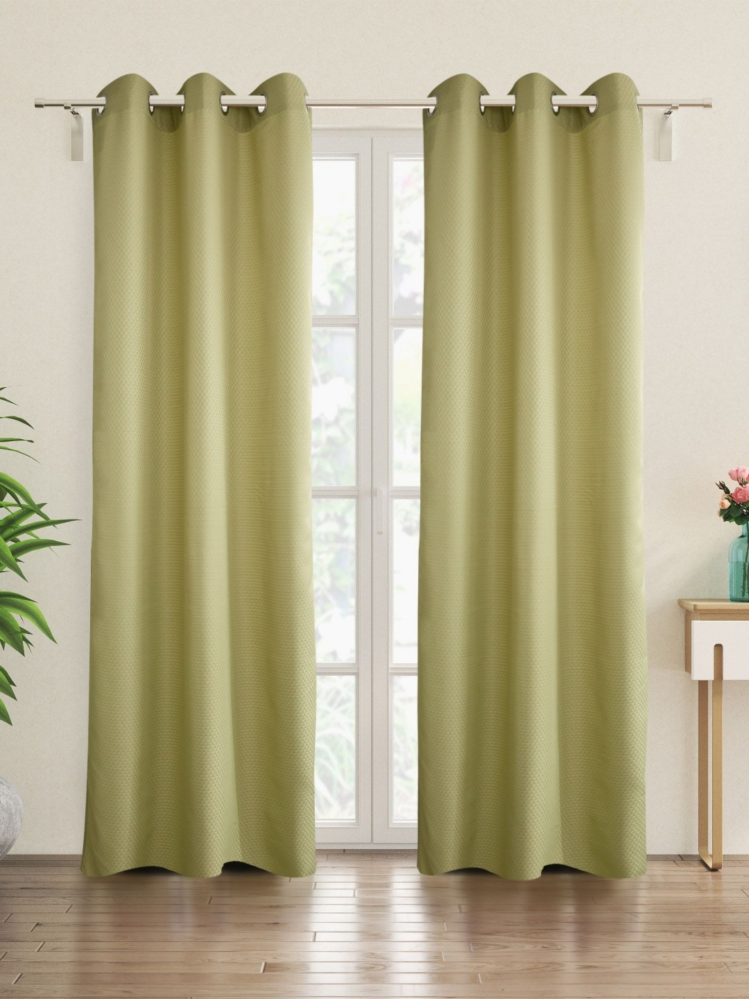 

Home Centre Green Set of 2 Geometric Room Darkening Door Curtain