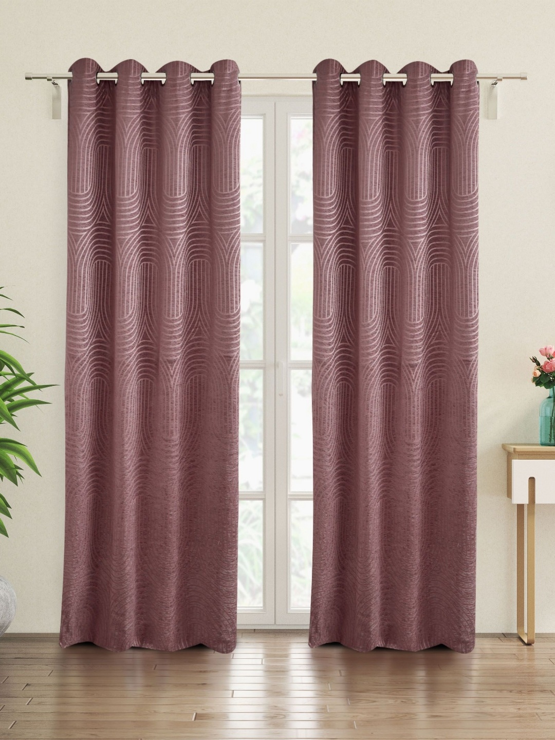 

Home Centre Purple Geometric Room Darkening Door Curtain