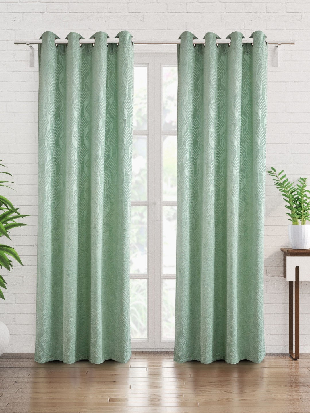 

Home Centre Green Geometric Room Darkening Door Curtain