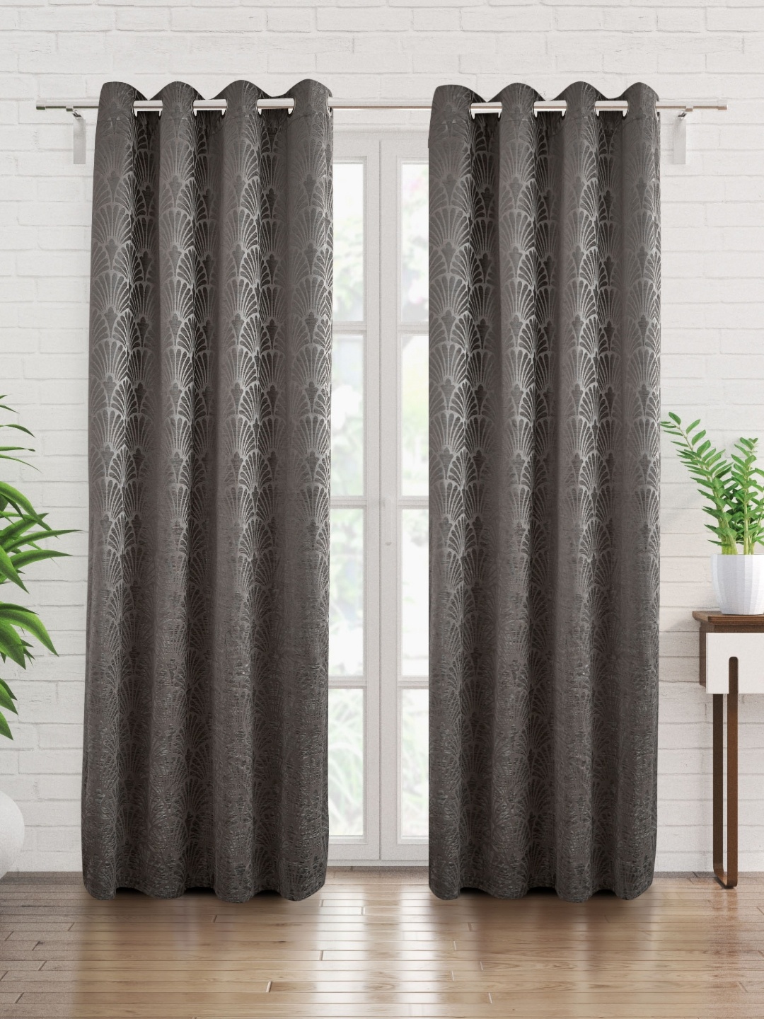 

Home Centre Grey Ethnic Motifs Room Darkening Door Curtain