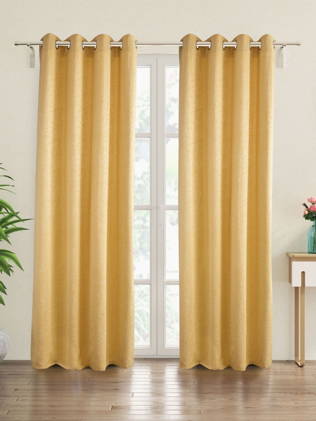 

Home Centre Yellow Abstract Printed Room Darkening Door Curtain