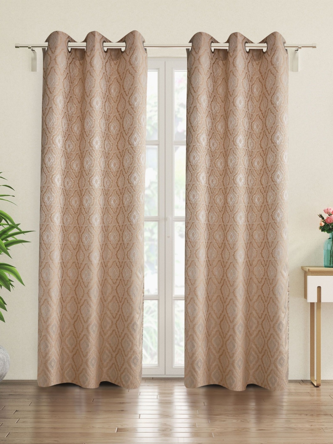 

Home Centre Beige & Off White Set of 2 Geometric Door Curtain