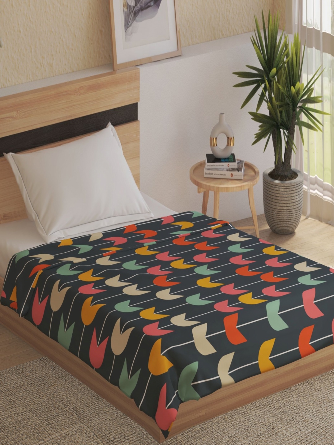 

Home Centre Blue & Yellow Geometric Microfiber 110 GSM Single Bed Dohar