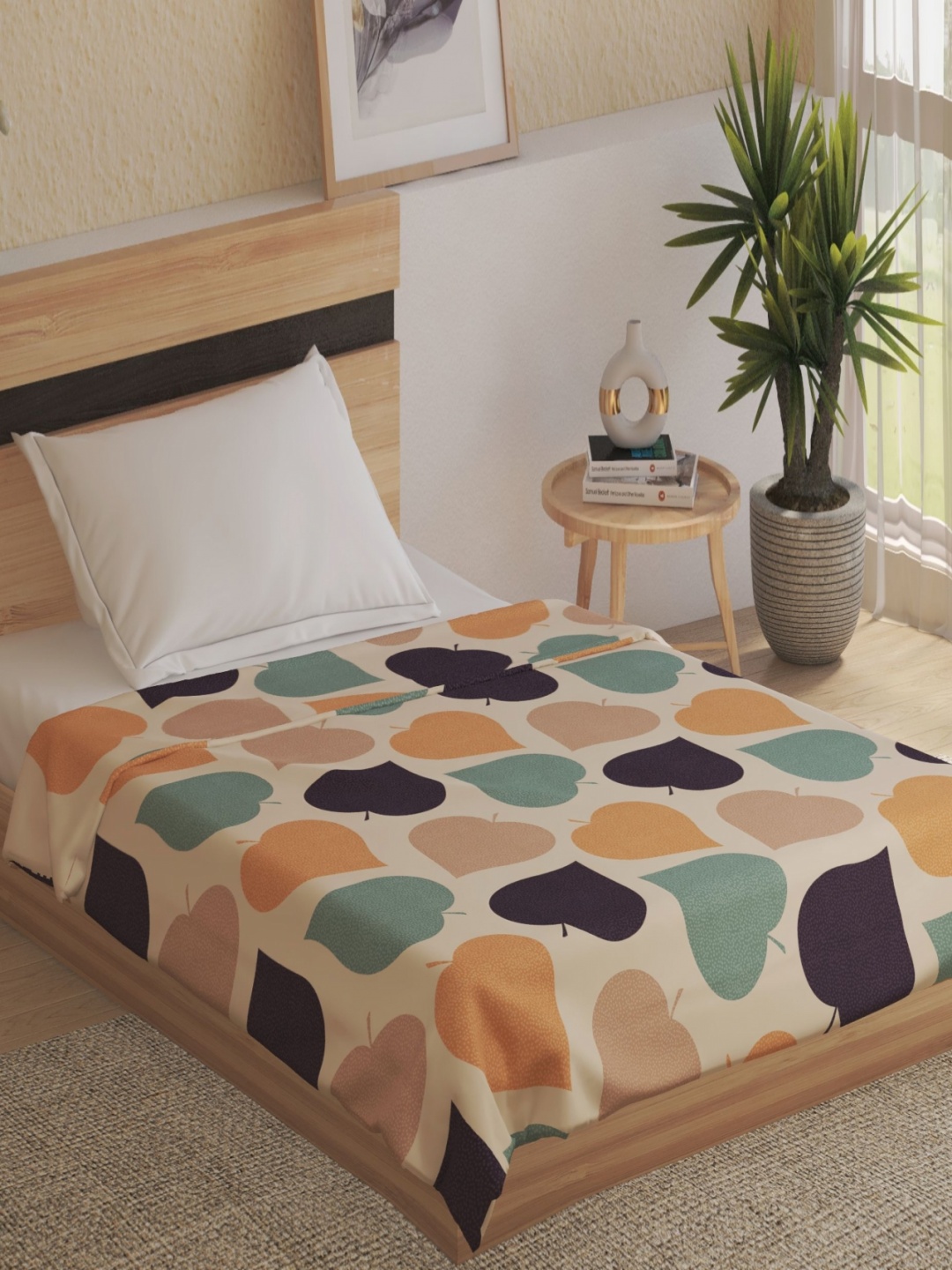 

Home Centre Peach-Coloured & Orange Microfiber 110 GSM Single Bed Dohar, Beige