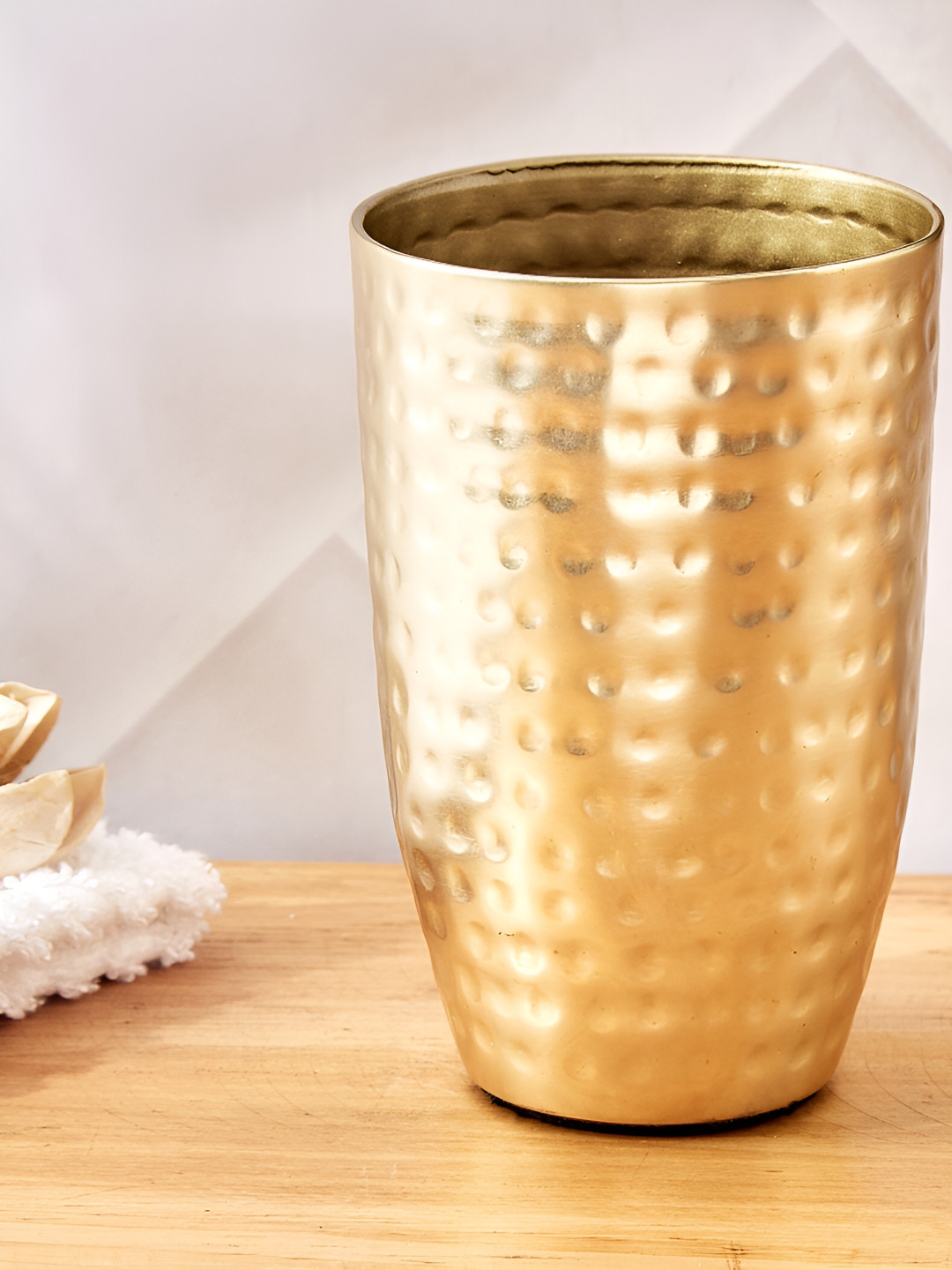 

Home Centre Gold-Toned Textured Metal Toothbrush Holder