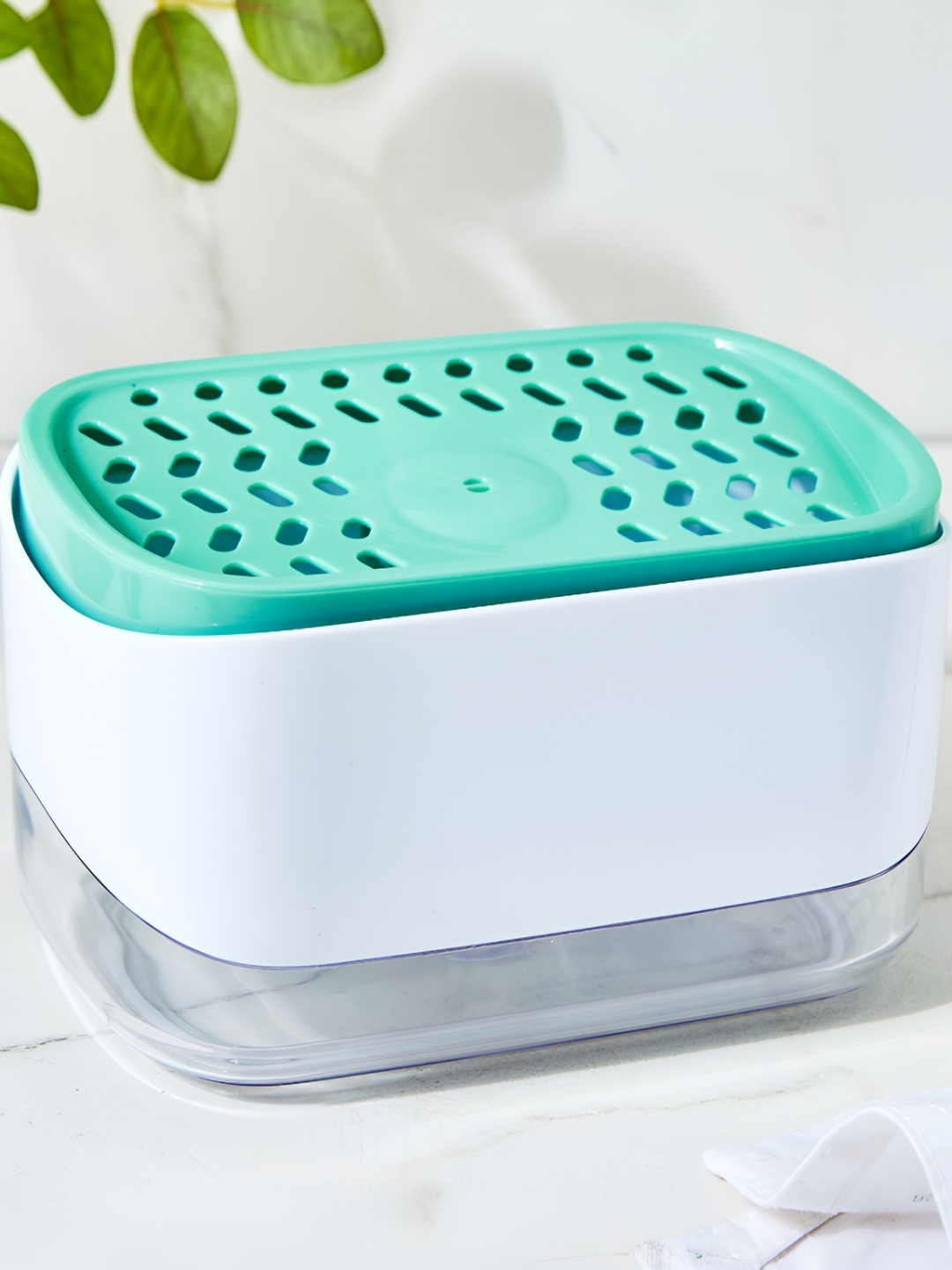 

Home Centre Green & White Solid Polypropylene Soap Dispenser