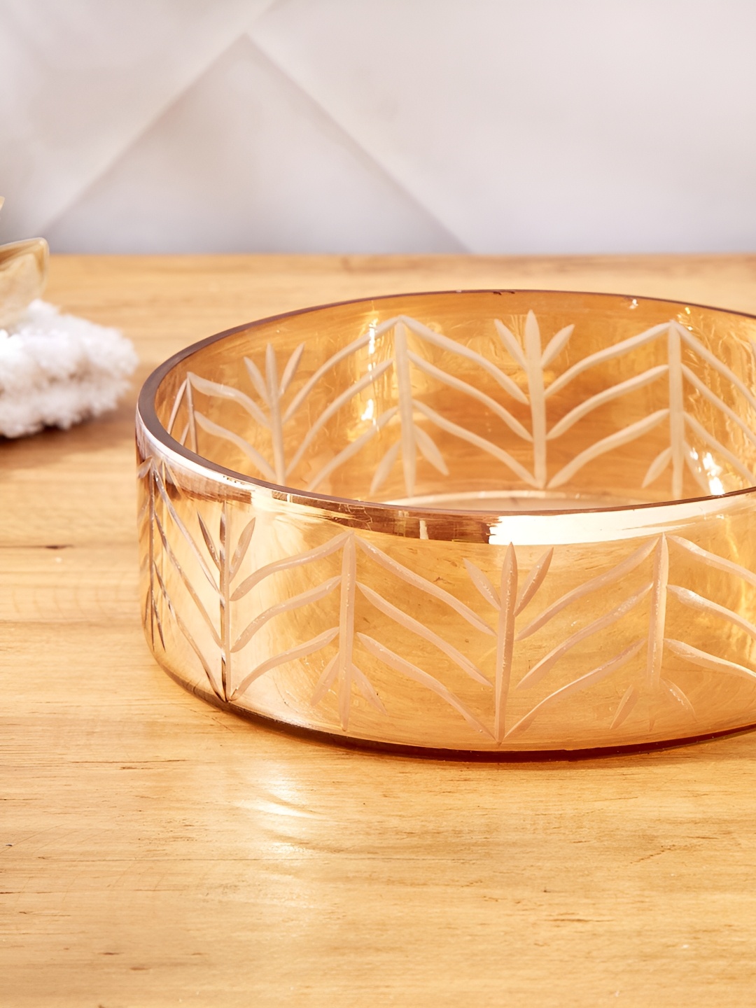 

Home Centre Gold-Toned Geometric Glass Soap Dish