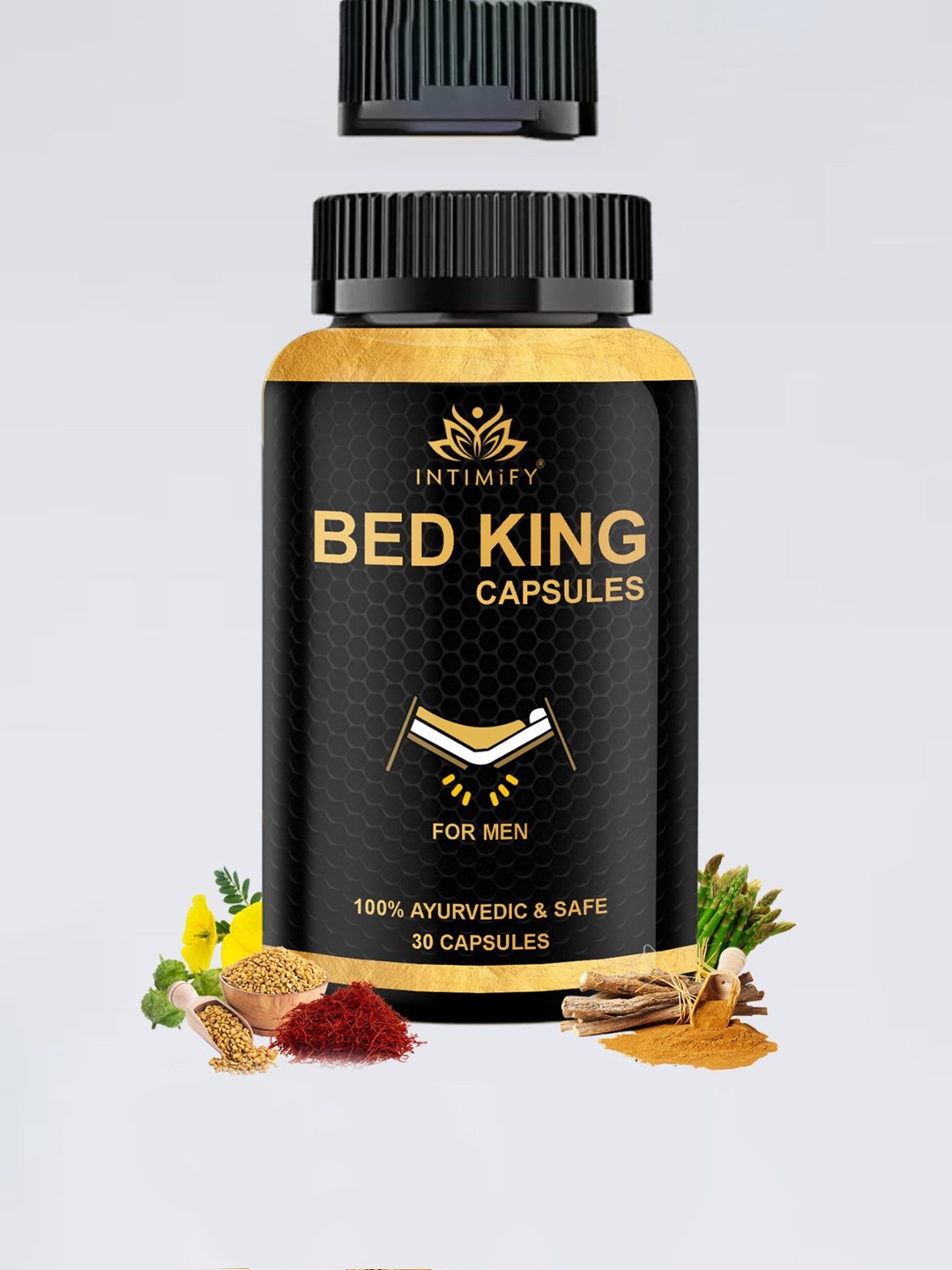 

INTIMIFY Bed King Capsules To Boost Stamina - 30 Capsules, Black