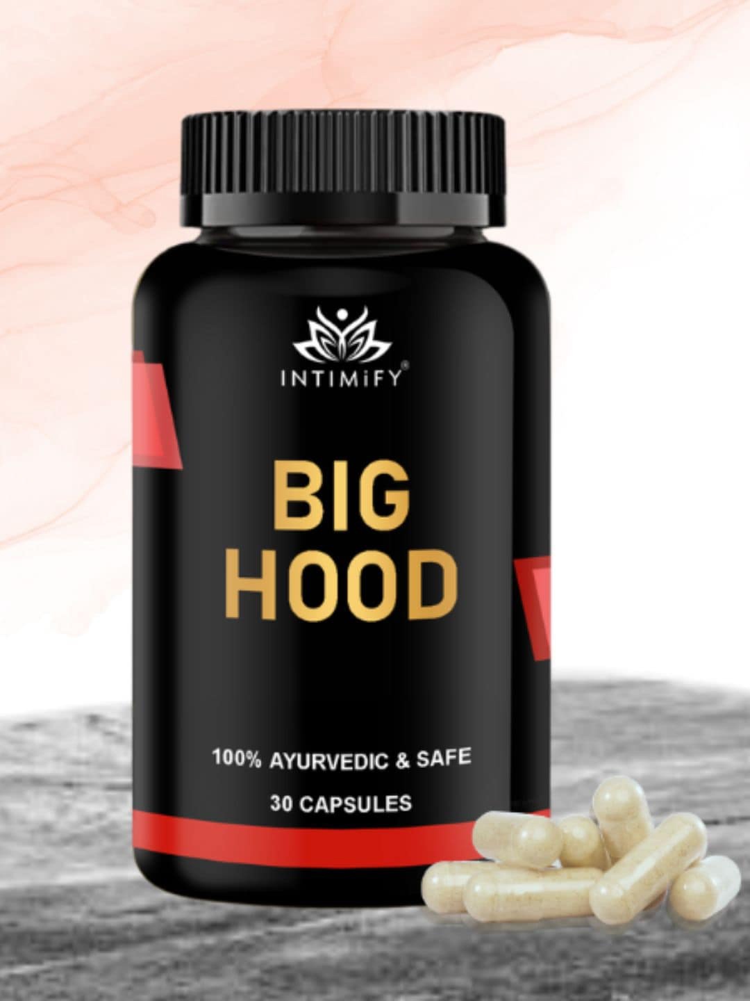

INTIMIFY Big Hood Capsules To Boost Stamina - 30 Capsules, Black