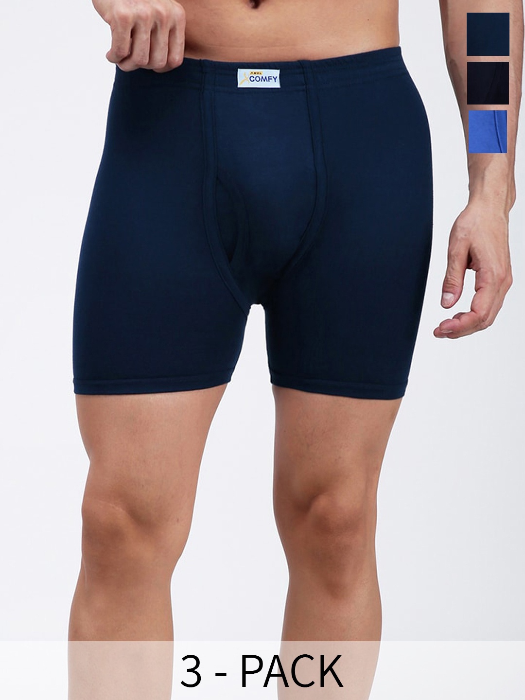 

AMUL COMFY Pack Of 3 Cotton Breathability Trunks AC-FCTRIE-AF-NY-SB-3XL-3PC, Blue