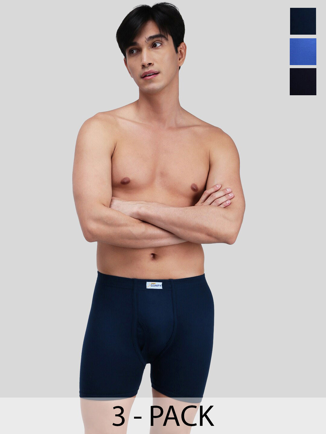 

AMUL COMFY Pack of 3 Pure Cotton Airforce Breathablity Trunks AC-FCTRIE-AF-NY-SB-S, Navy blue