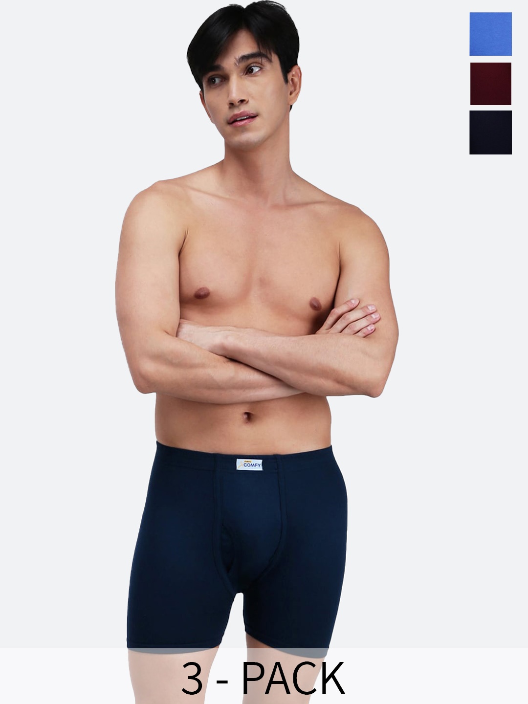 

AMUL COMFY Pack Of 3 Pure Cotton Trunk AC-FCTRIE-AF-CB-MAR-S-3PC, Navy blue