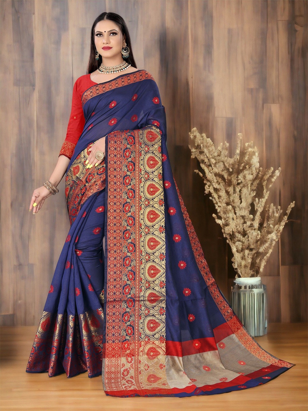 

CARTYSHOP Woven Design Zari Banarasi Saree, Blue