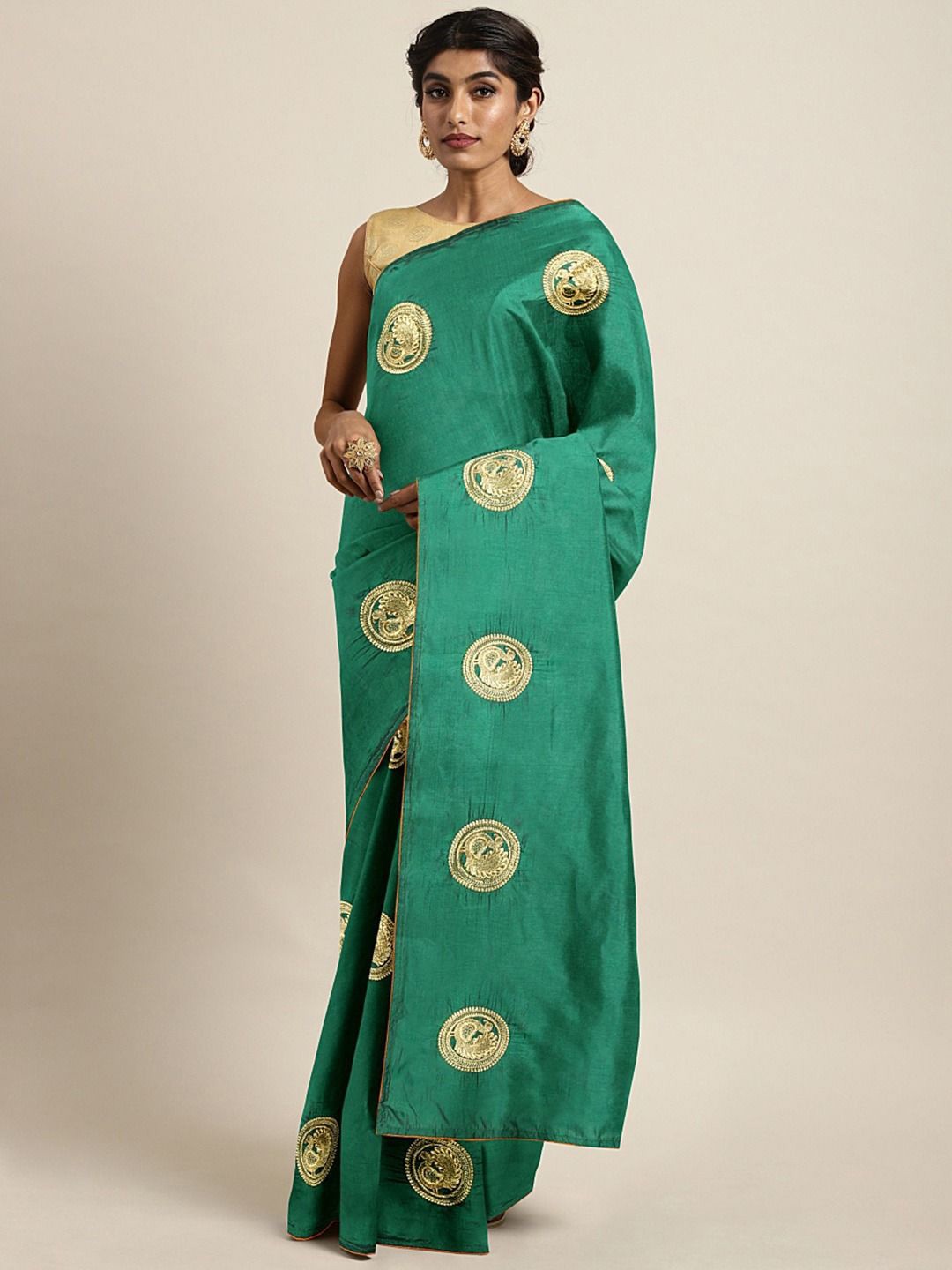 

RAJGRANTH Ethnic Motifs Embroidered Art Silk Saree, Green