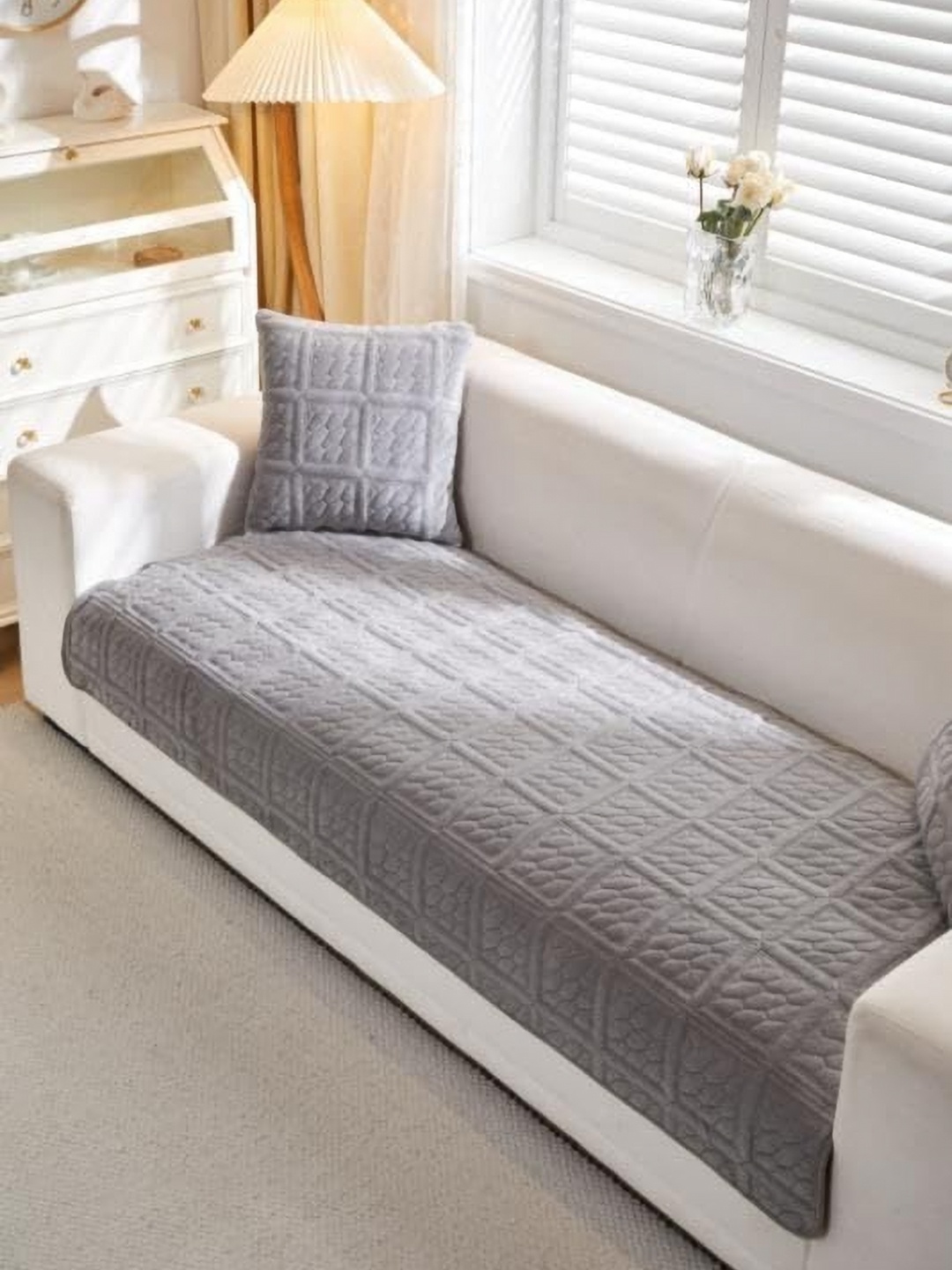 

HomeCloud Grey Velvet 1 Piece Sofa Cover