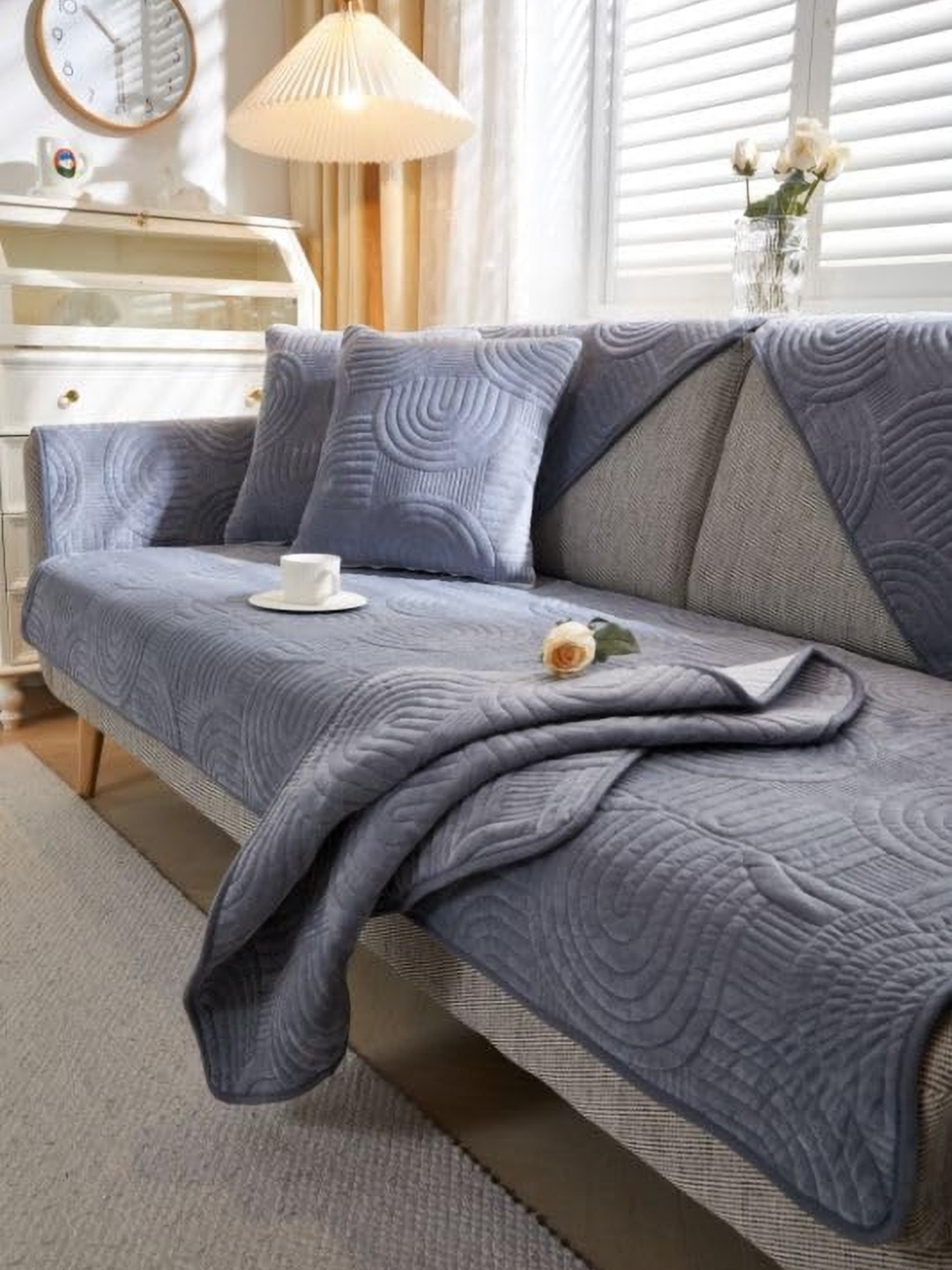 

HomeCloud Grey Velvet 1 Piece Sofa Cover