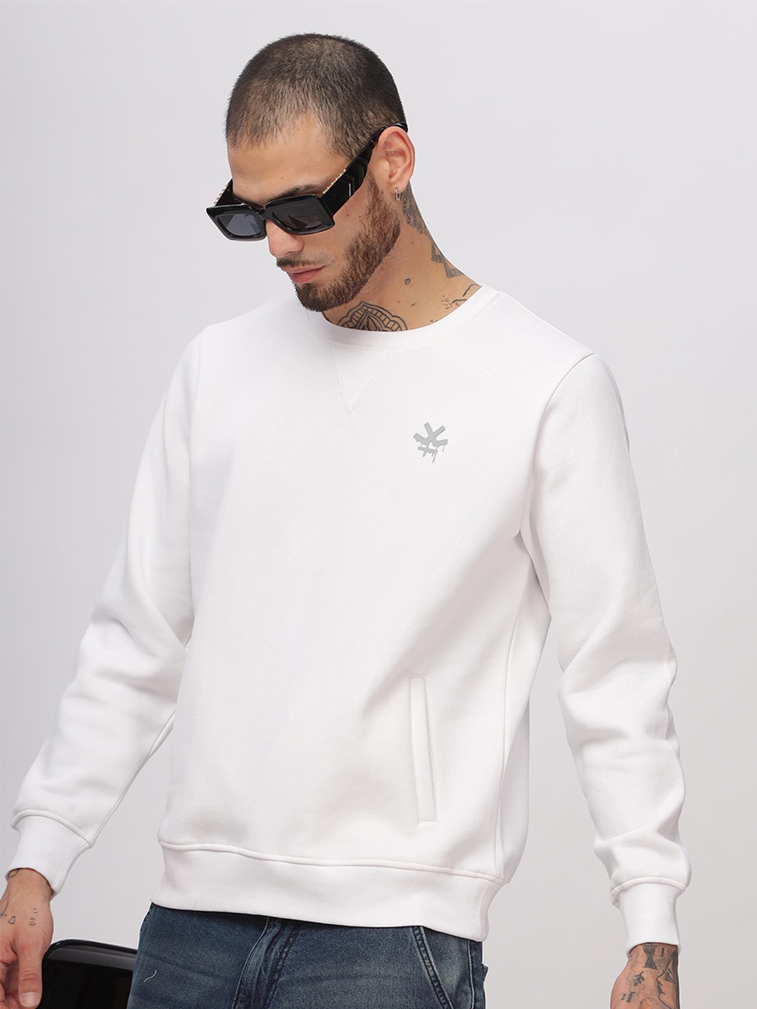 

WROGN Men Solid Sweatshirt, White
