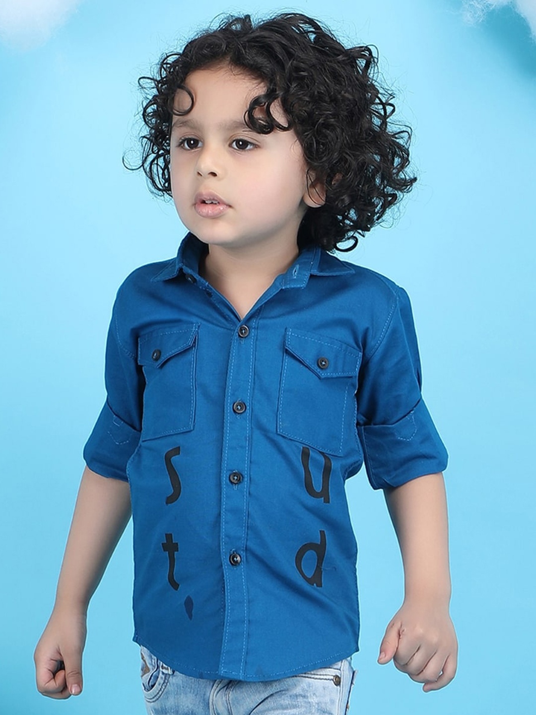 

Polka Tots Boys Opaque Casual Shirt, Blue