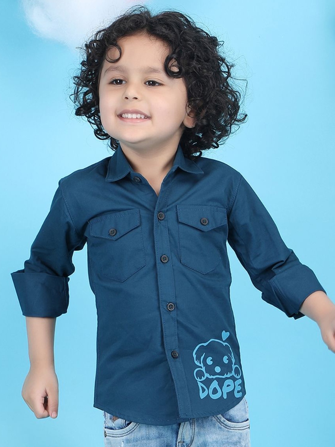 

Polka Tots Boys Opaque Casual Shirt, Blue