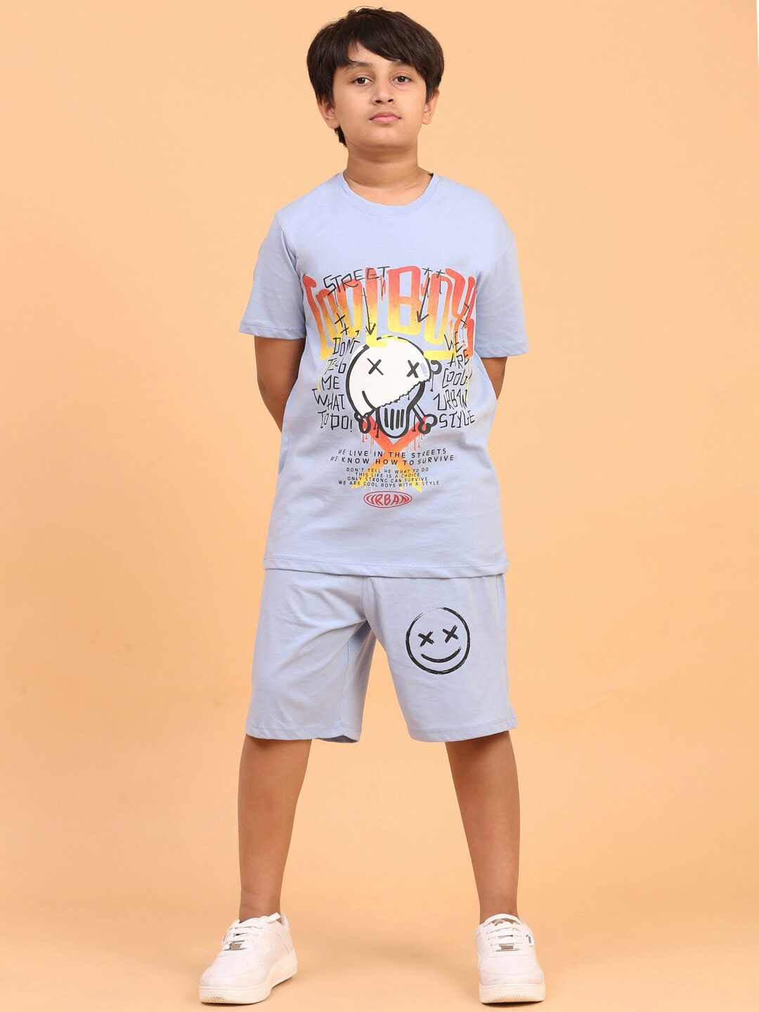 

Ninos Dreams Boys Printed Shirt with Shorts, Blue