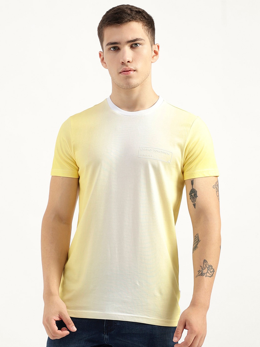 

United Colors of Benetton Round Neck Pure Cotton T-shirt, Yellow