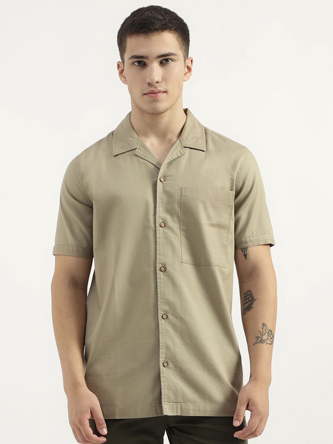 United Colors of Benetton Men Opaque Casual Shirt, Green