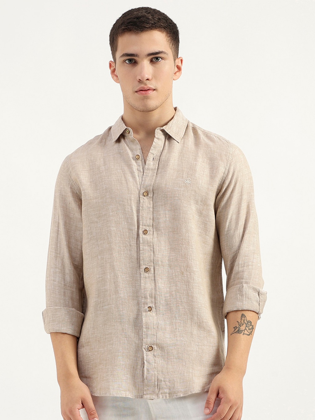 United Colors of Benetton Men Opaque Casual Shirt, Beige