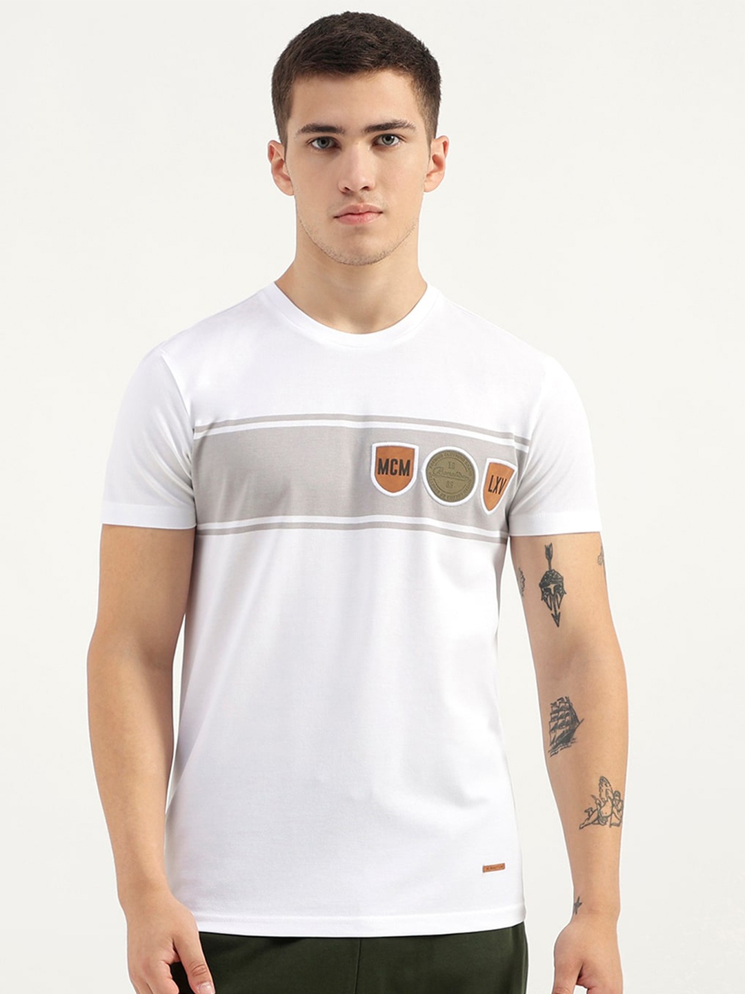 

United Colors of Benetton Men Printed Pure Cotton T-shirt, White