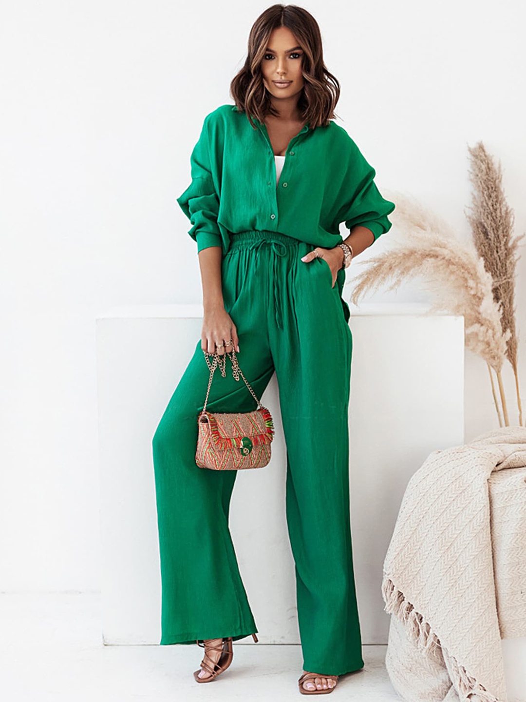 

LULU & SKY Shirt & Trousers Co-Ords Set, Green