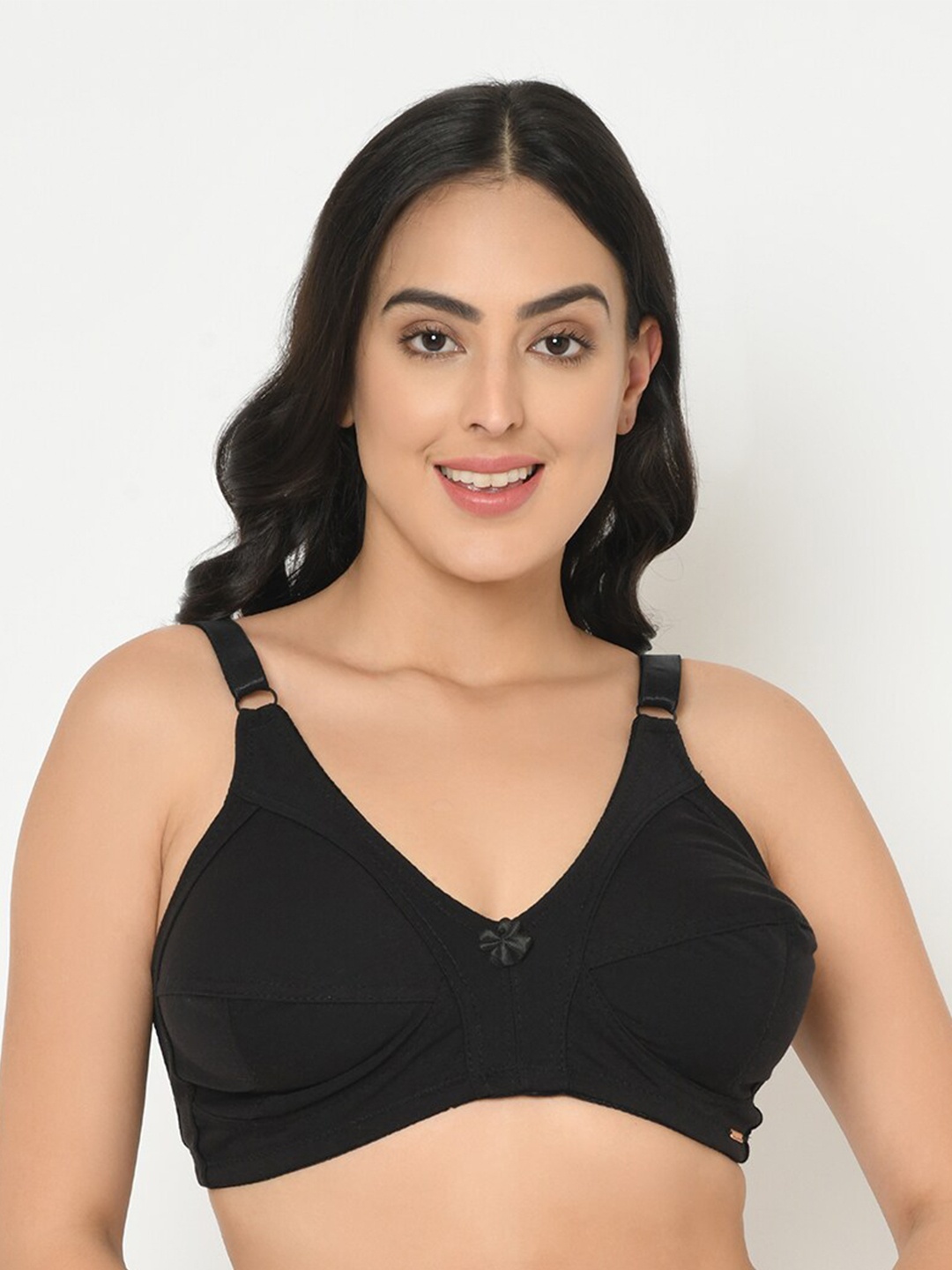 Curvy Love Woven full coverage Everyday Solid Bra, Black