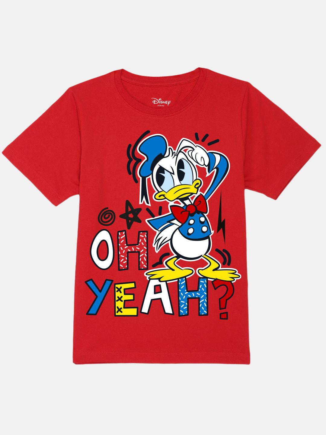 

YK Disney Boys Donald Duck Printed Pure Cotton Applique T-shirt, Red
