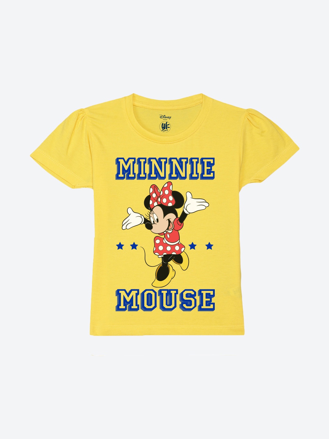 

YK Disney Girls Minnie Mouse Printed Pure Cotton T-shirt, Yellow