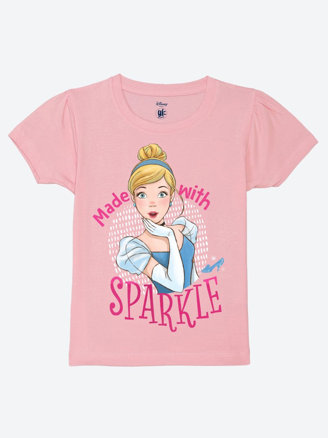 

YK Disney Girls Printed Pure Cotton Round Neck T-shirt, Pink