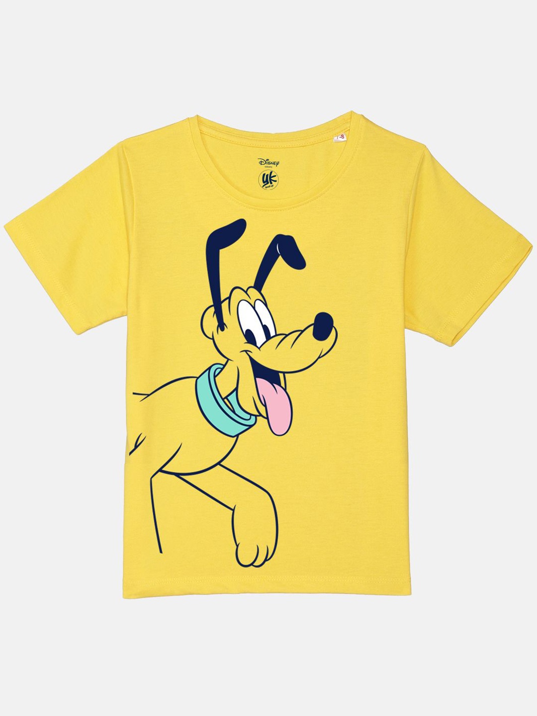 

YK Disney Boys Goofy Printed Pure Cotton Round Neck T-shirt, Yellow