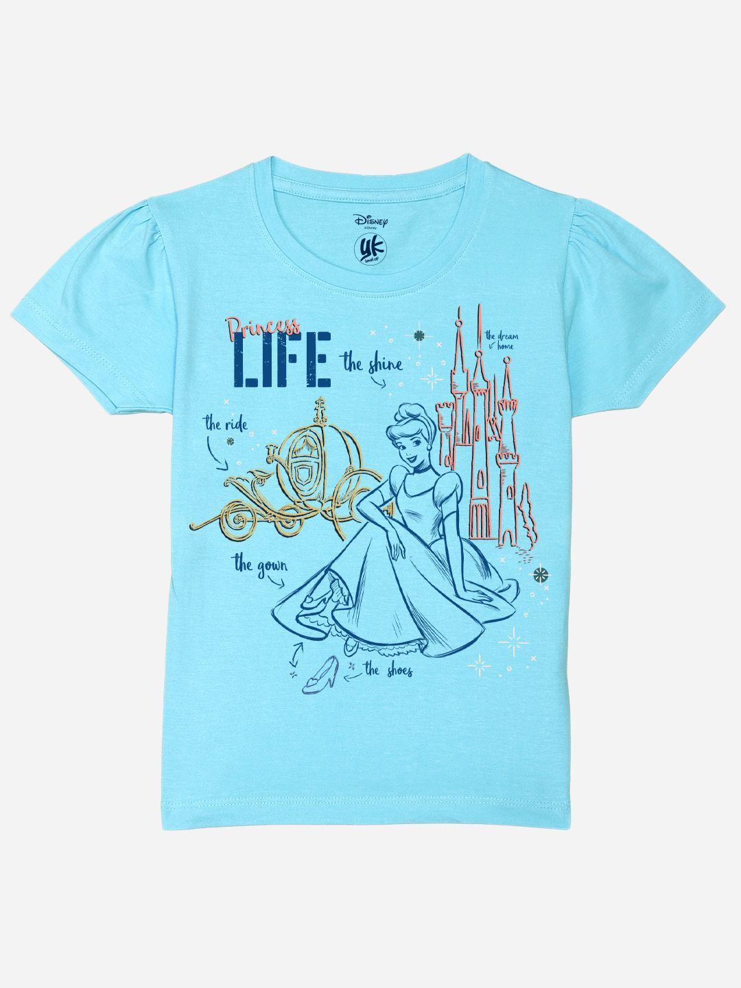 

YK Disney Girls Typography Printed Pure Cotton T-shirt, Blue