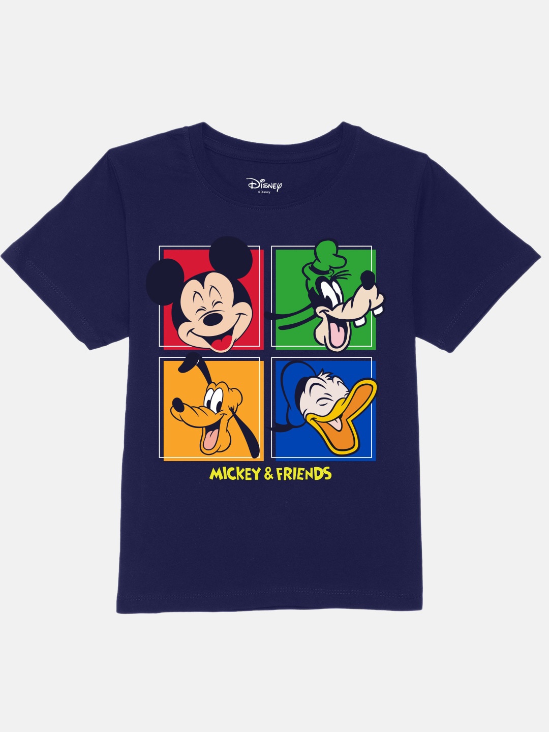 

YK Disney Boys Mickey Mouse Printed Pure Cotton Applique T-shirt, Blue